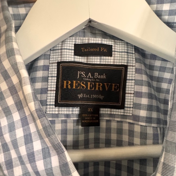 JOS.A.Bank Reserve Traditional Fit  Dress Shirt 3X Checkered  100% Cotton - Picture 4 of 6